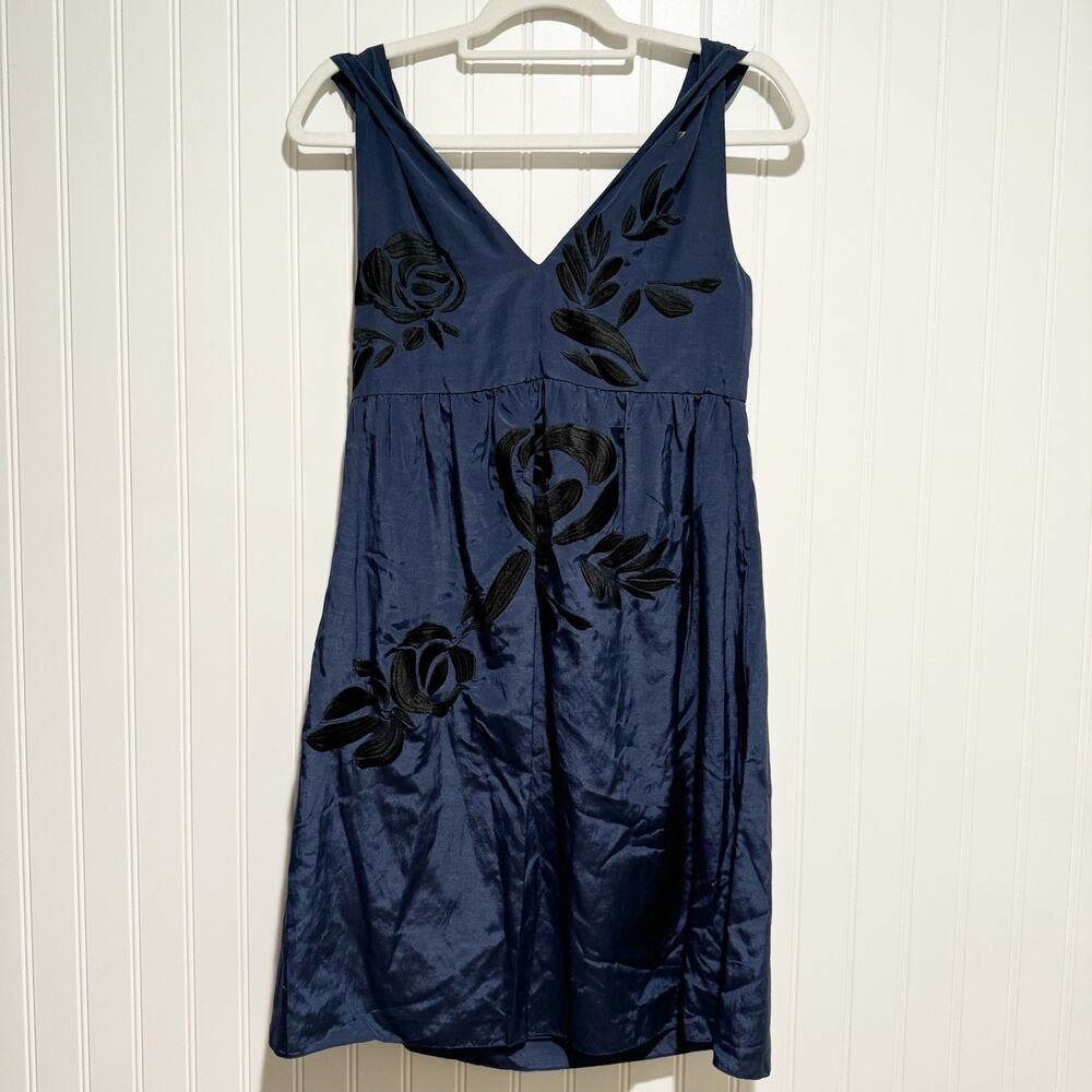 Dorothy Lee Navy Blue Embroidered Dress Size 2 - Picture 7 of 7